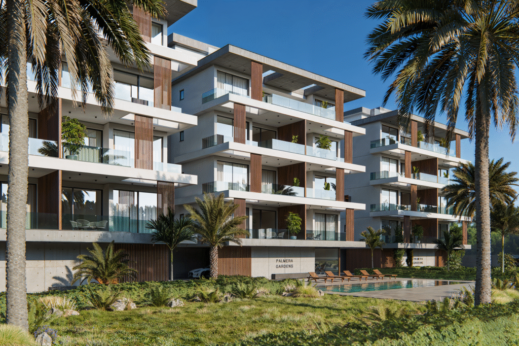 Квартиры без отделки в Лимассоле от Palmera Gardens, предлагающие современный дизайн, потенциал для инвестиций в премиальную недвижимость и современный средиземноморский образ жизни.